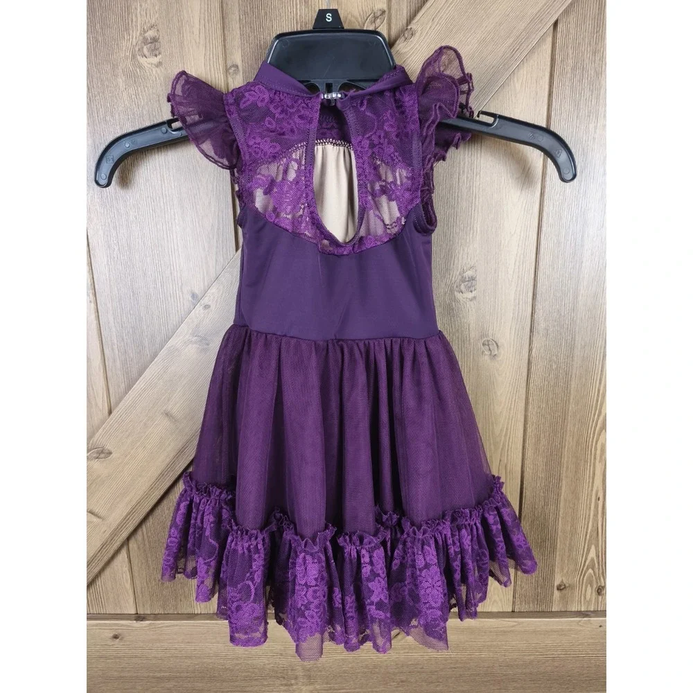 Weissman Purple Lace Tulle Dance Costume Dress Girls XSC Recital Pageant